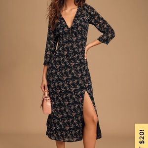 NWOT Lulu’s Botanic Garden Floral Print Midi Dress